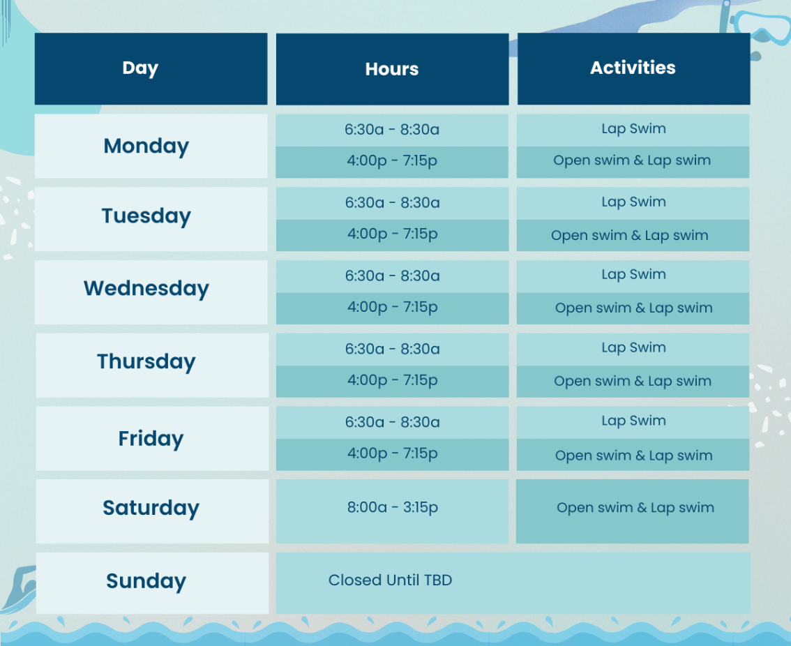 Piney Branch Pool Schedule